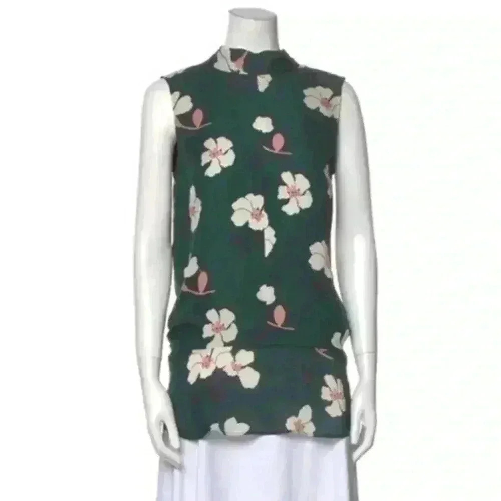 Marni Silk Floral Tie Back Sleeveless Blouse Waist Tie Top IT 38 US 2 As New